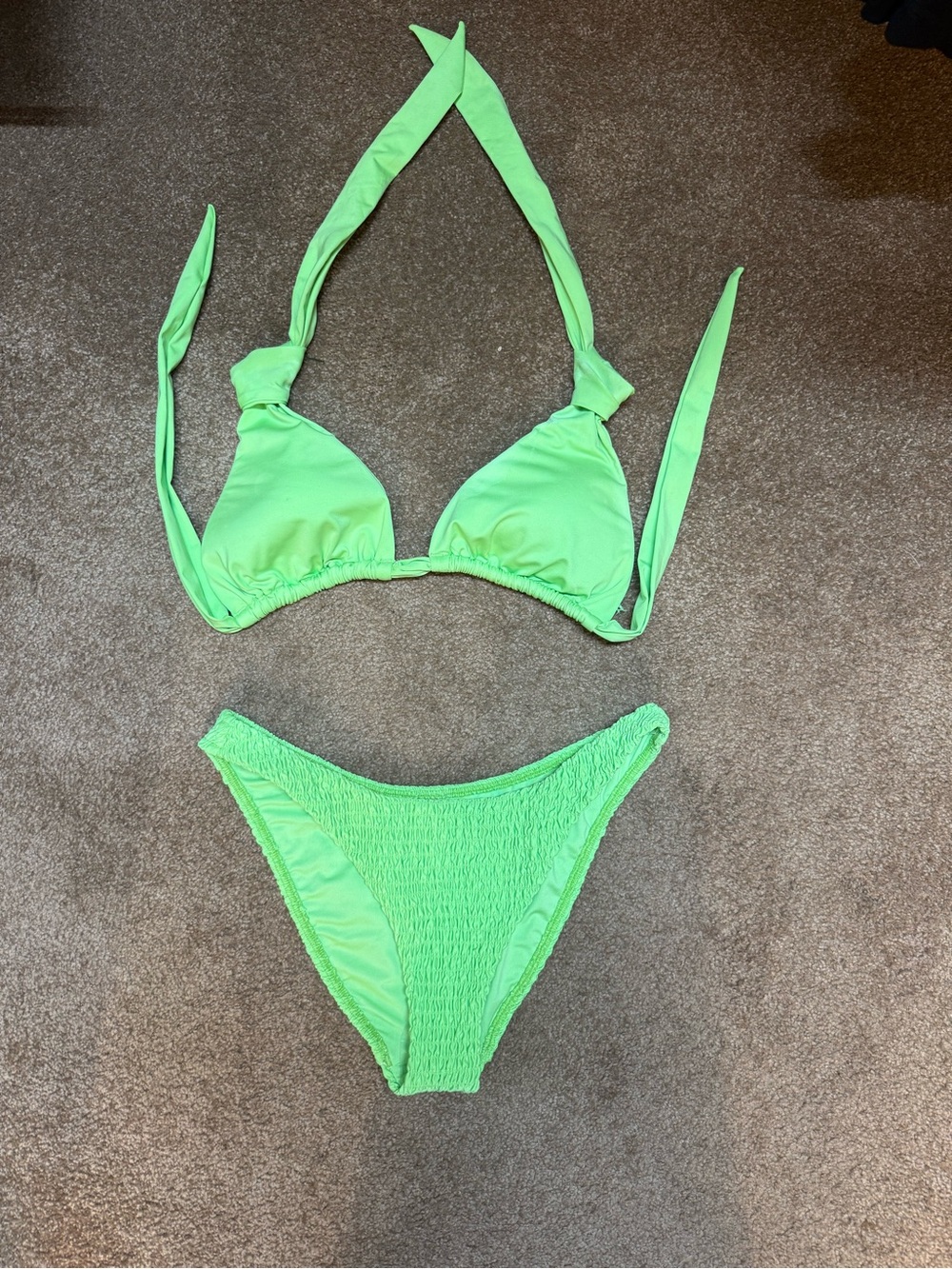 Victoria's Secret Neon Green Halter Bikini